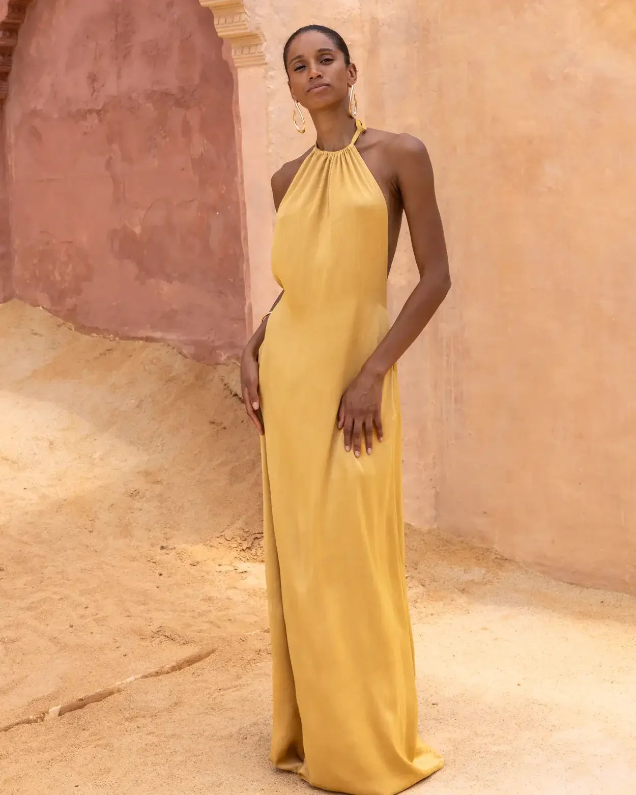 EcoVero Satin Halter Dress Ancient Light