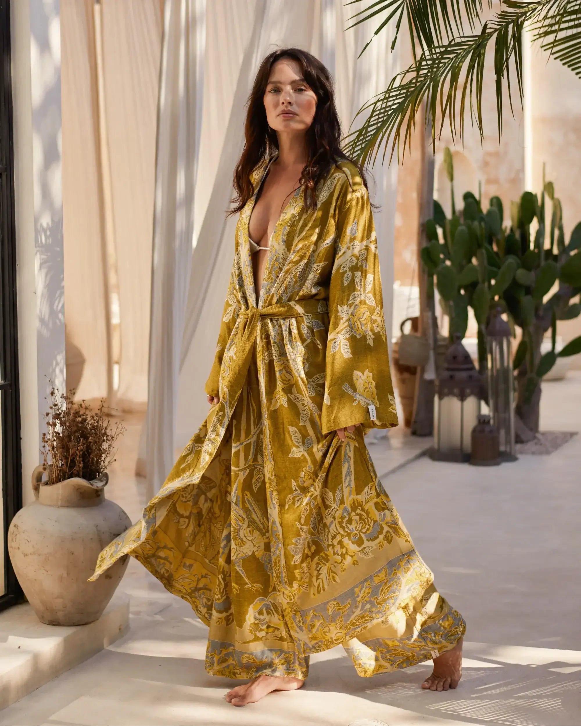 golden kaftan dress Sama Ruffle Gold Bridal Kaftan