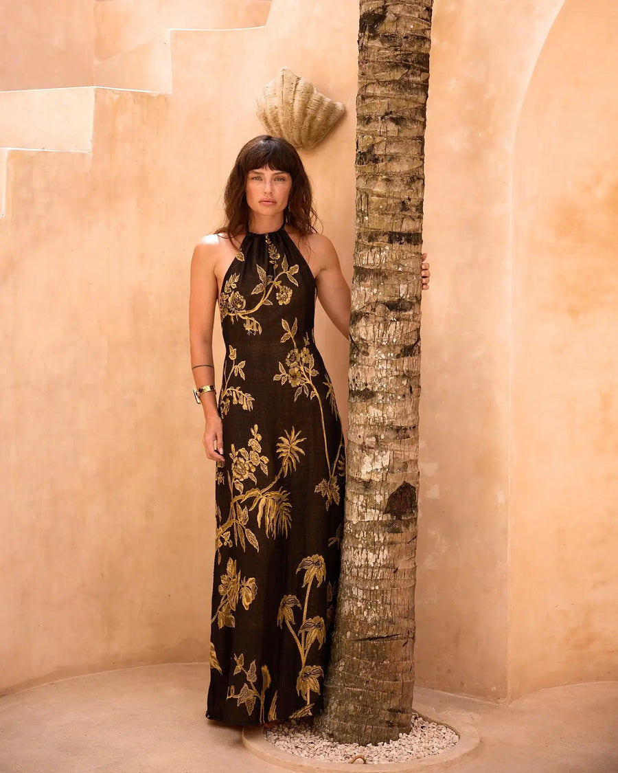 Sunflower Power - Lyocell Halter Dress