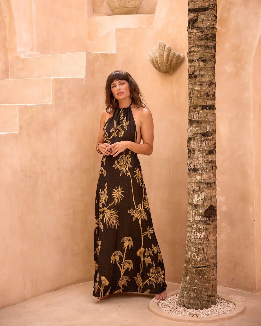 Sunflower Power - Lyocell Halter Dress