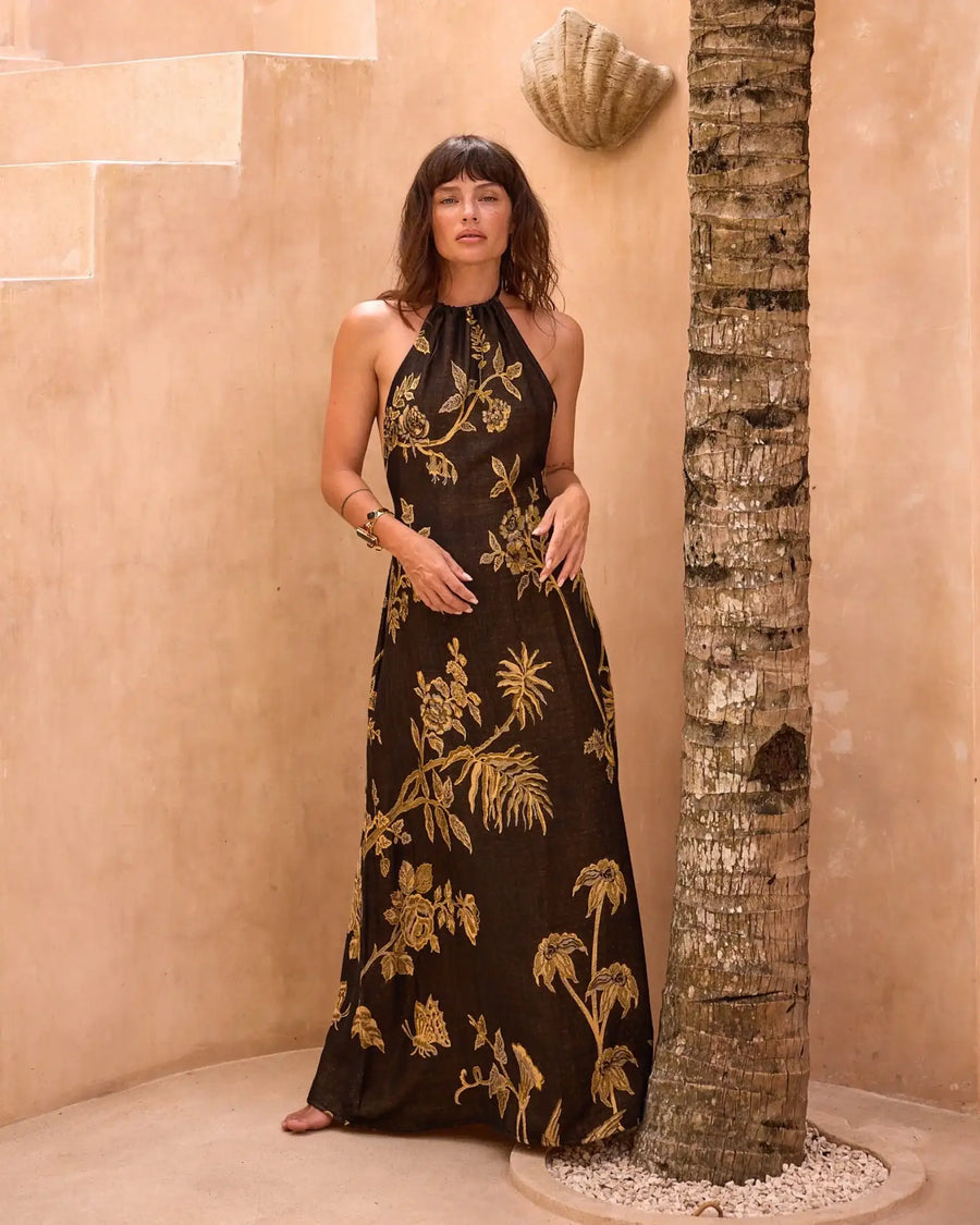 Sunflower Power - Lyocell Halter Dress