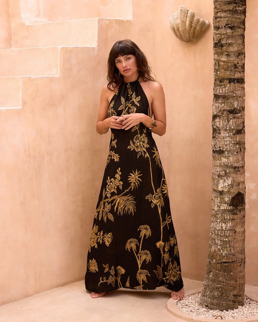 Sunflower Power - Lyocell Halter Dress