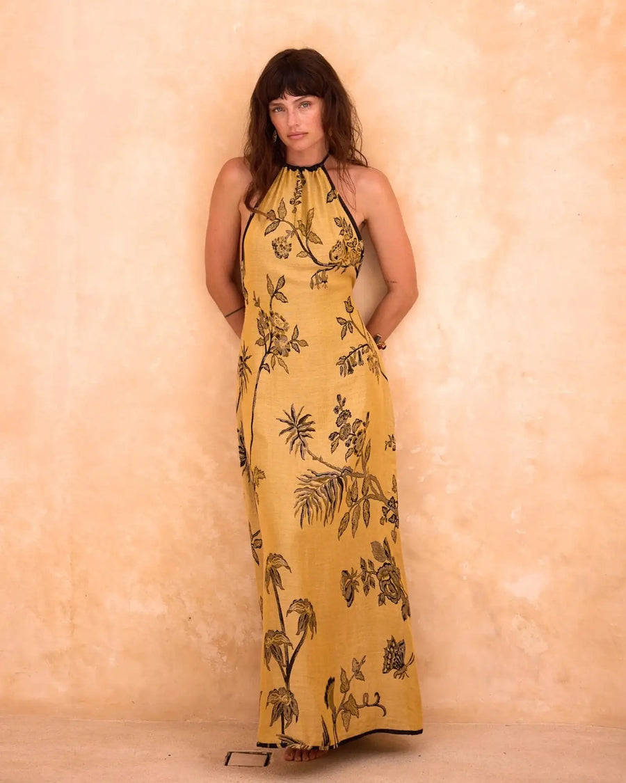 Sunflower Power - Lyocell Halter Dress