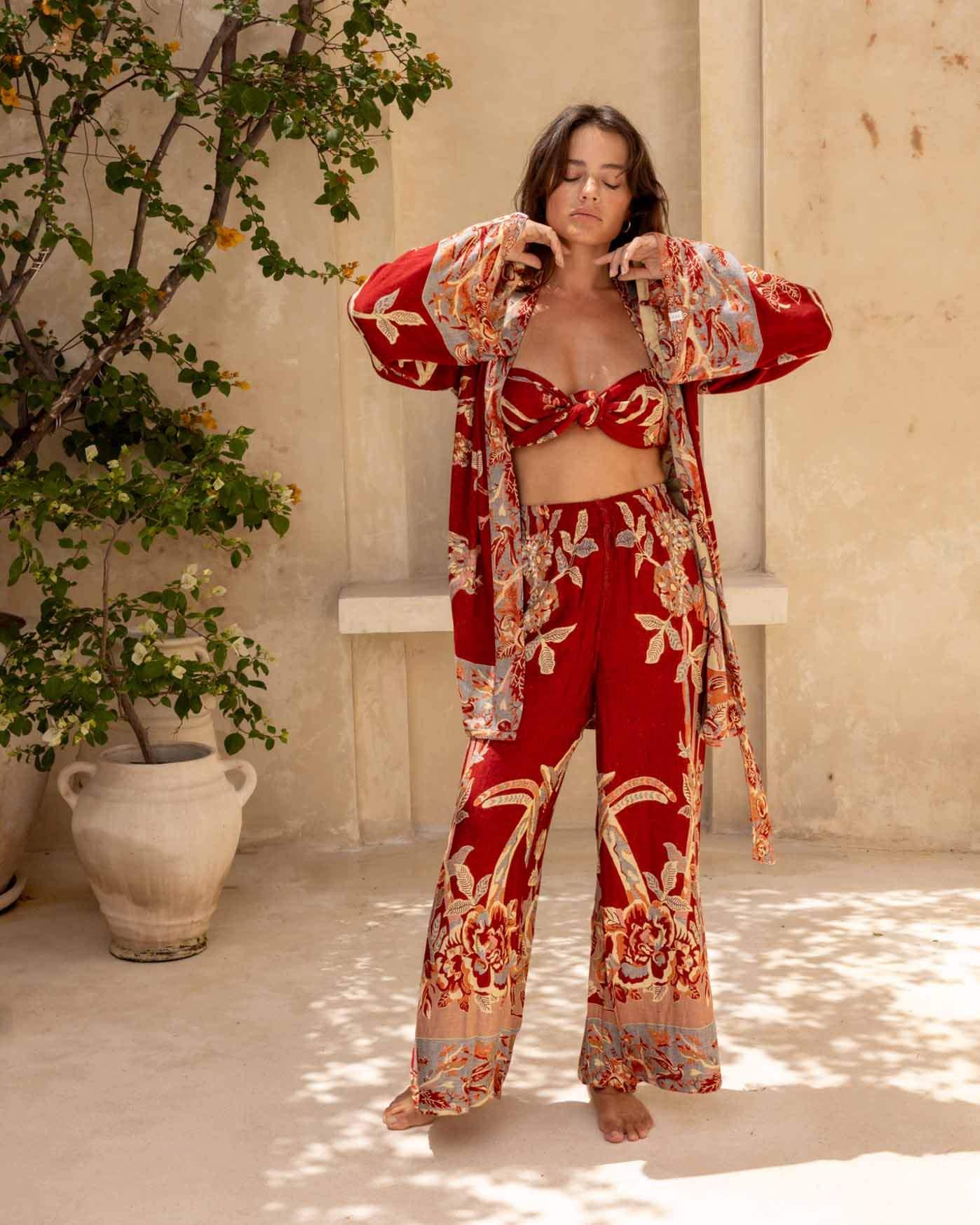 River Roses EcoVero Short Kimono