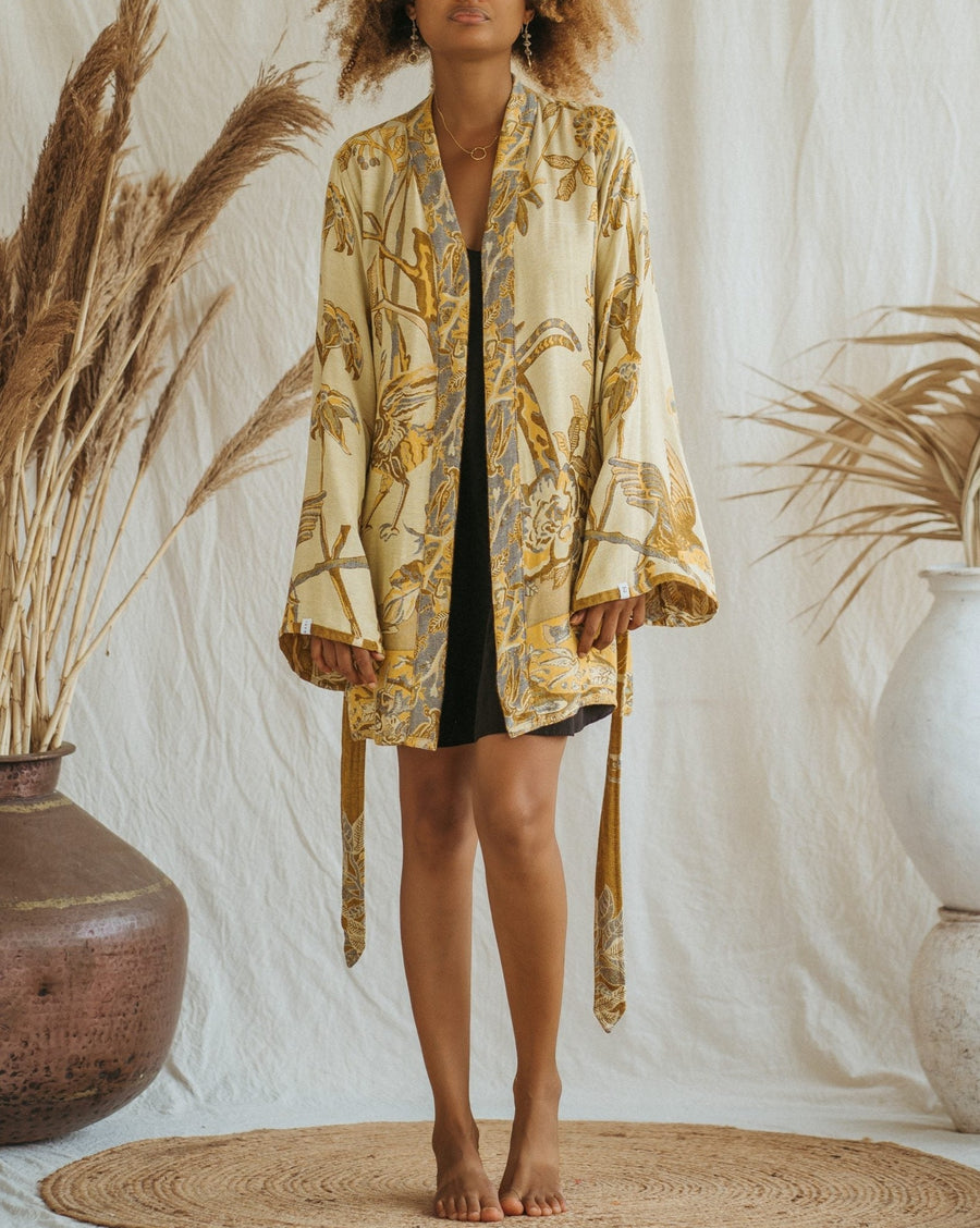 Golden Lotus - Short Kimono